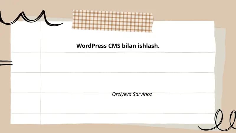 WordPress CMS bilan ishlash