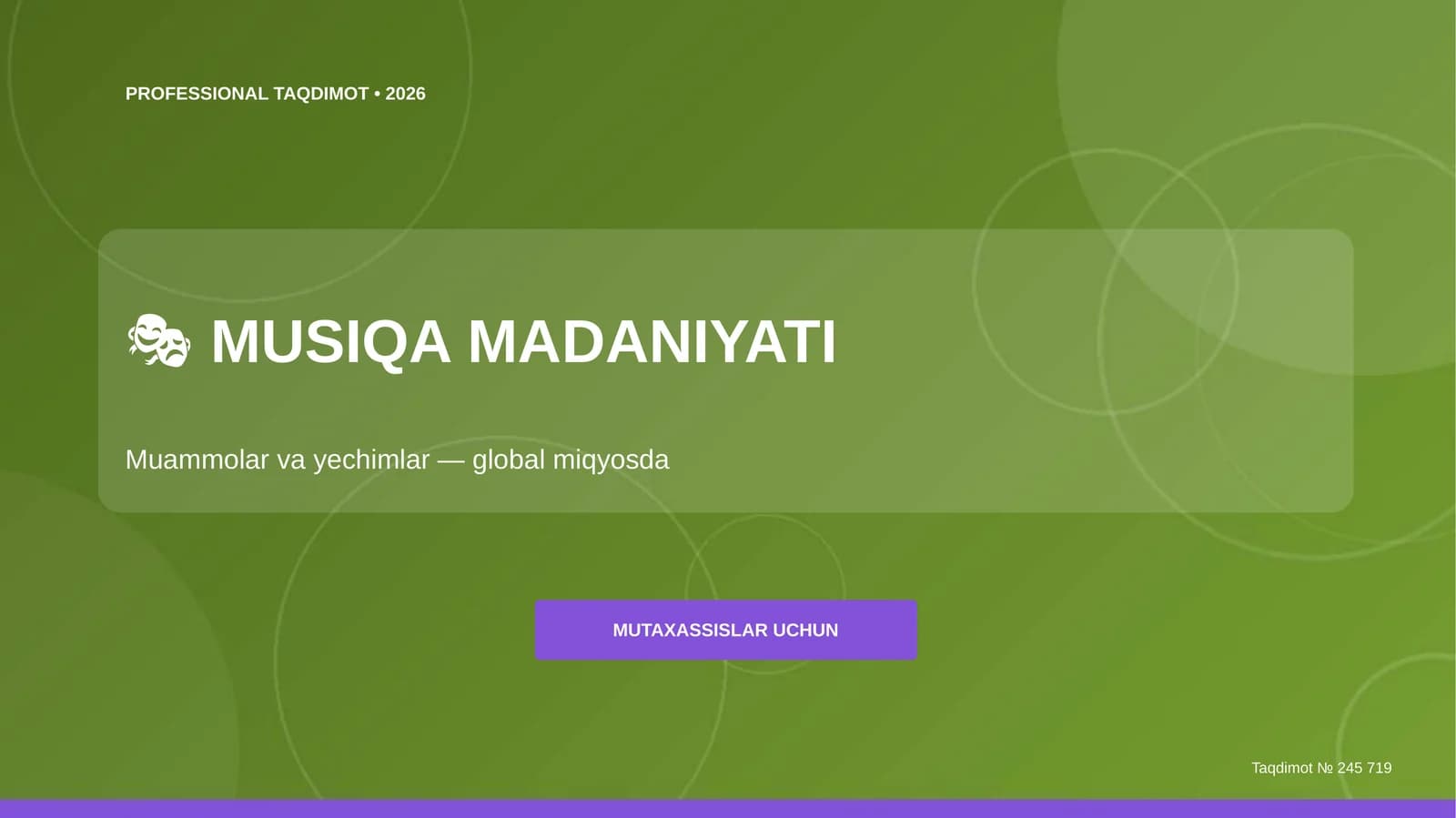 MUSIQA MADANIYATI Muammolar va yechimlar
