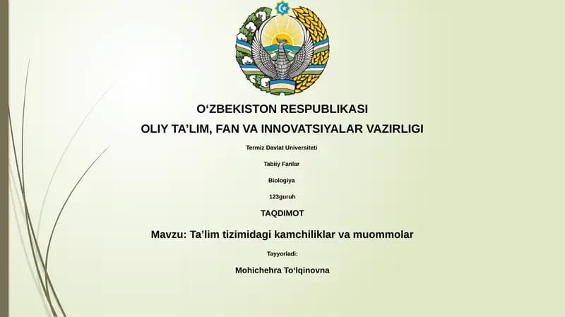 Taʼlim tizimidagi kamchiliklar va muommolar