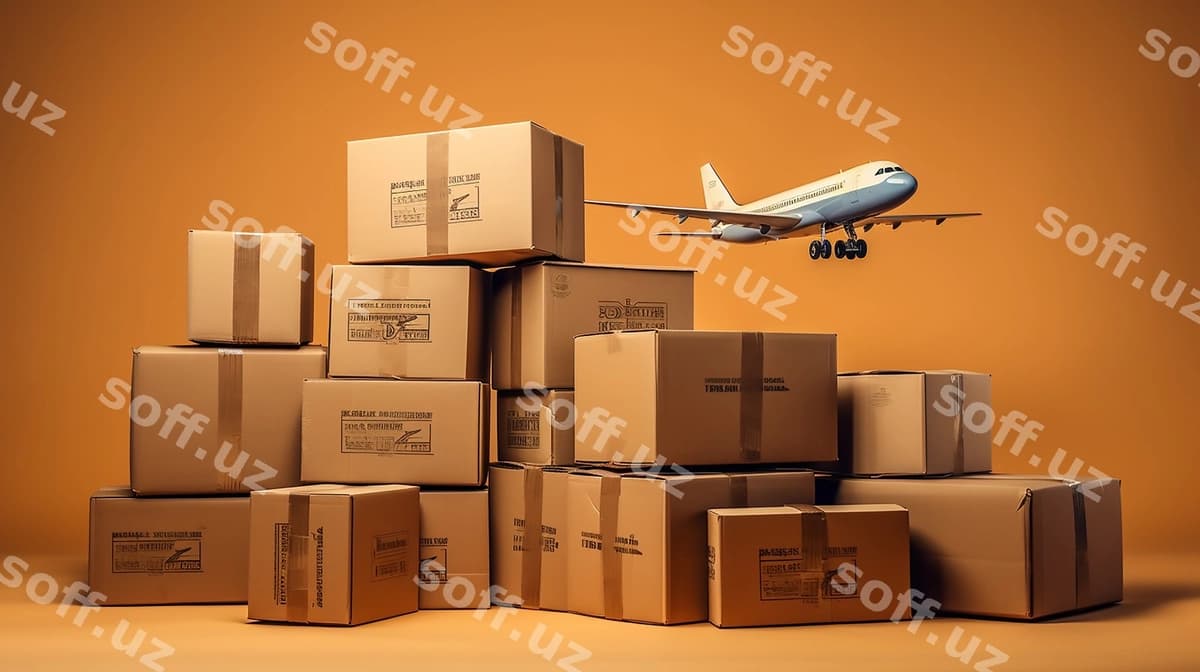 Joylash jigarrang quticha packeta samolyot | Stack brown box packaging airplane