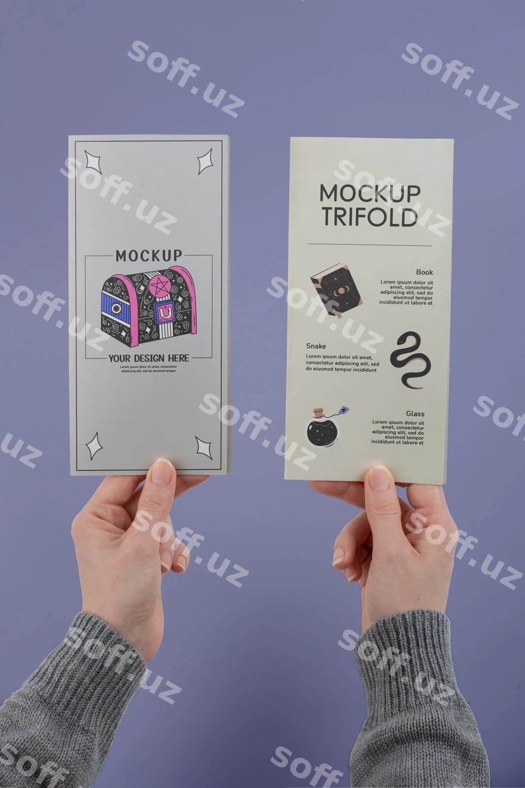 Uch qirra vertikal namuna dizayni | Trifold vertical mockup design