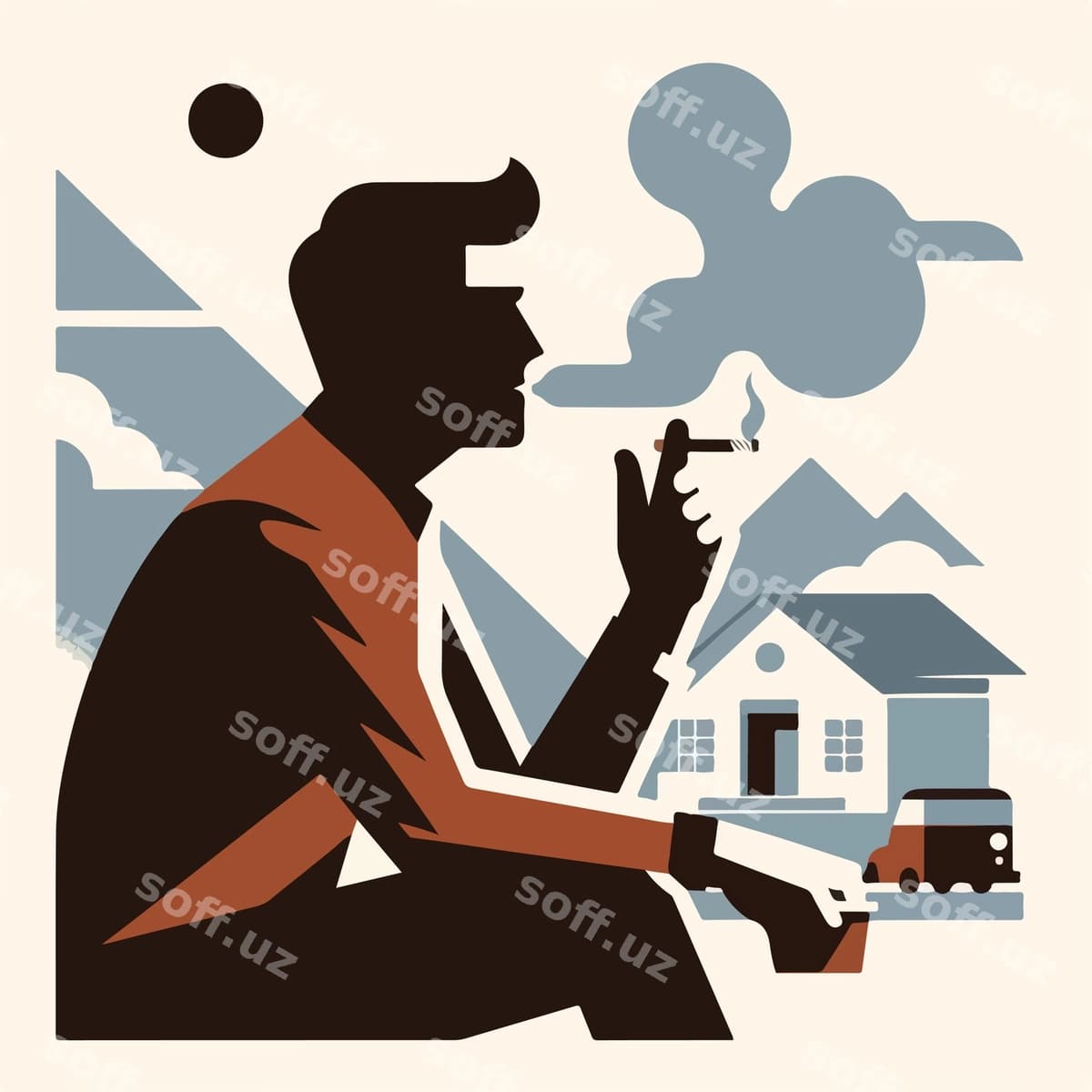 Shaxs tarkibidagi vektor rasm | Vector image person smoking