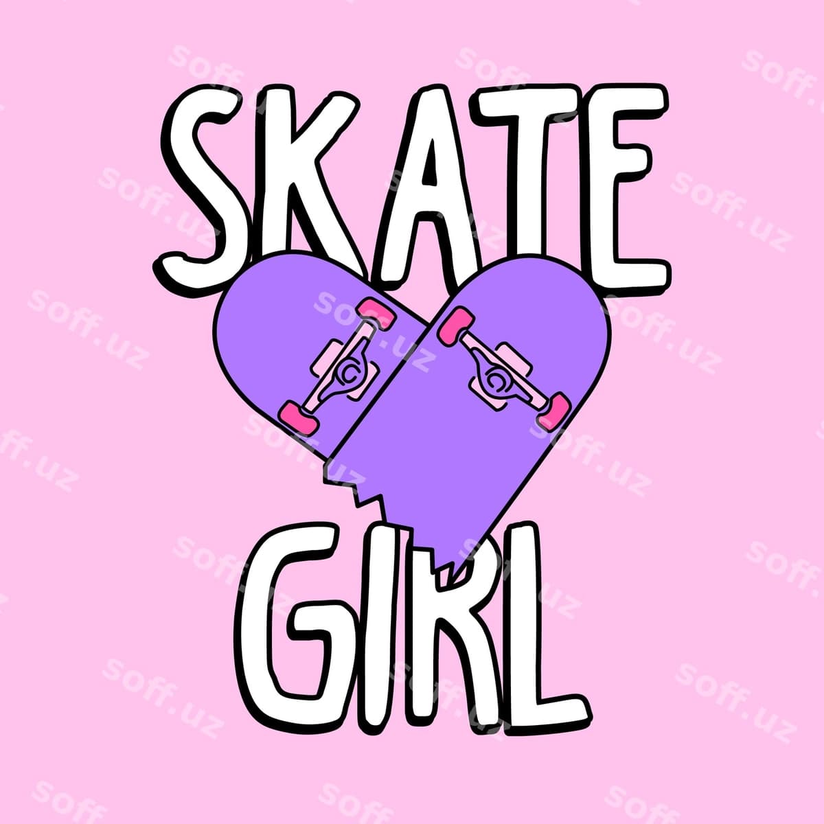 Vector skayt qiz singan doska | Vector skate girl broken board