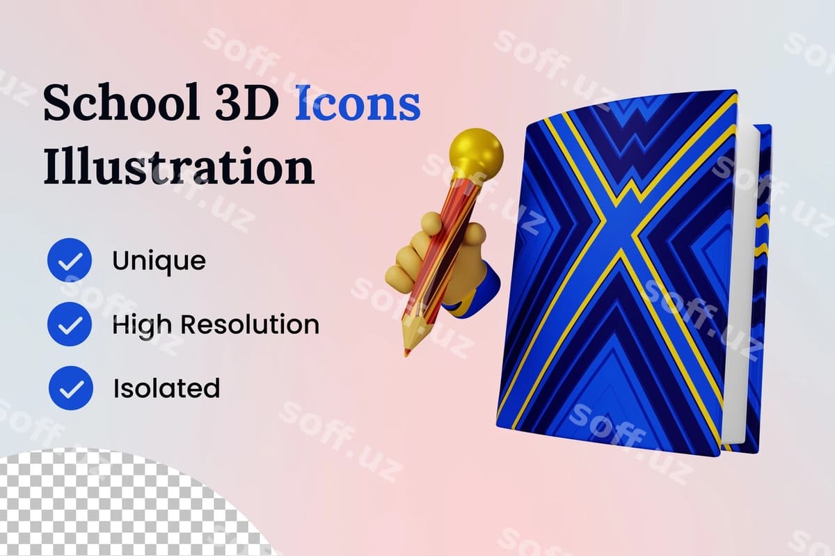 Yozish 3d ikon illustratsiyasi | Writing 3d icon illustration