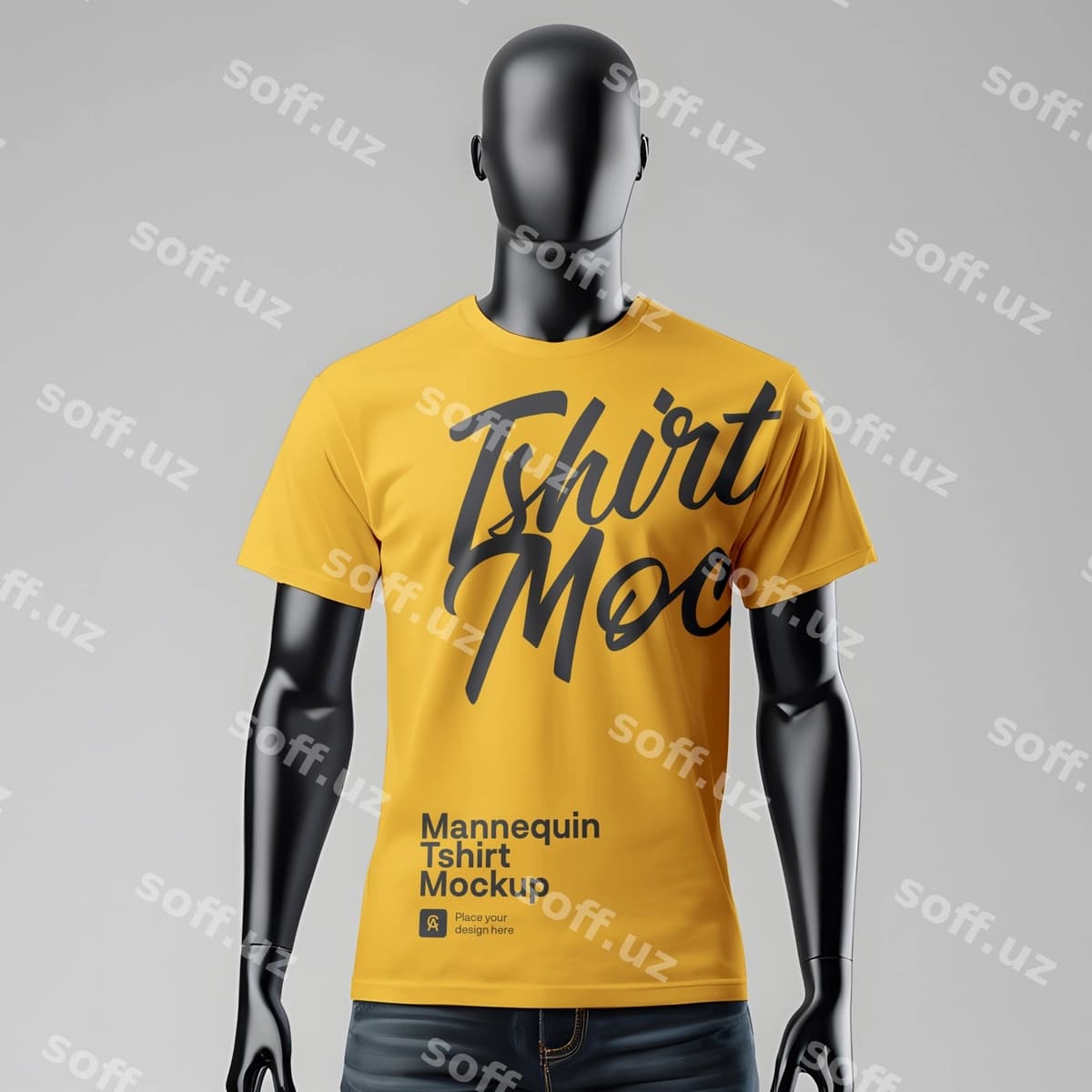 Sariq futbolka namuna manekini | Yellow tshirt mockup mannequin