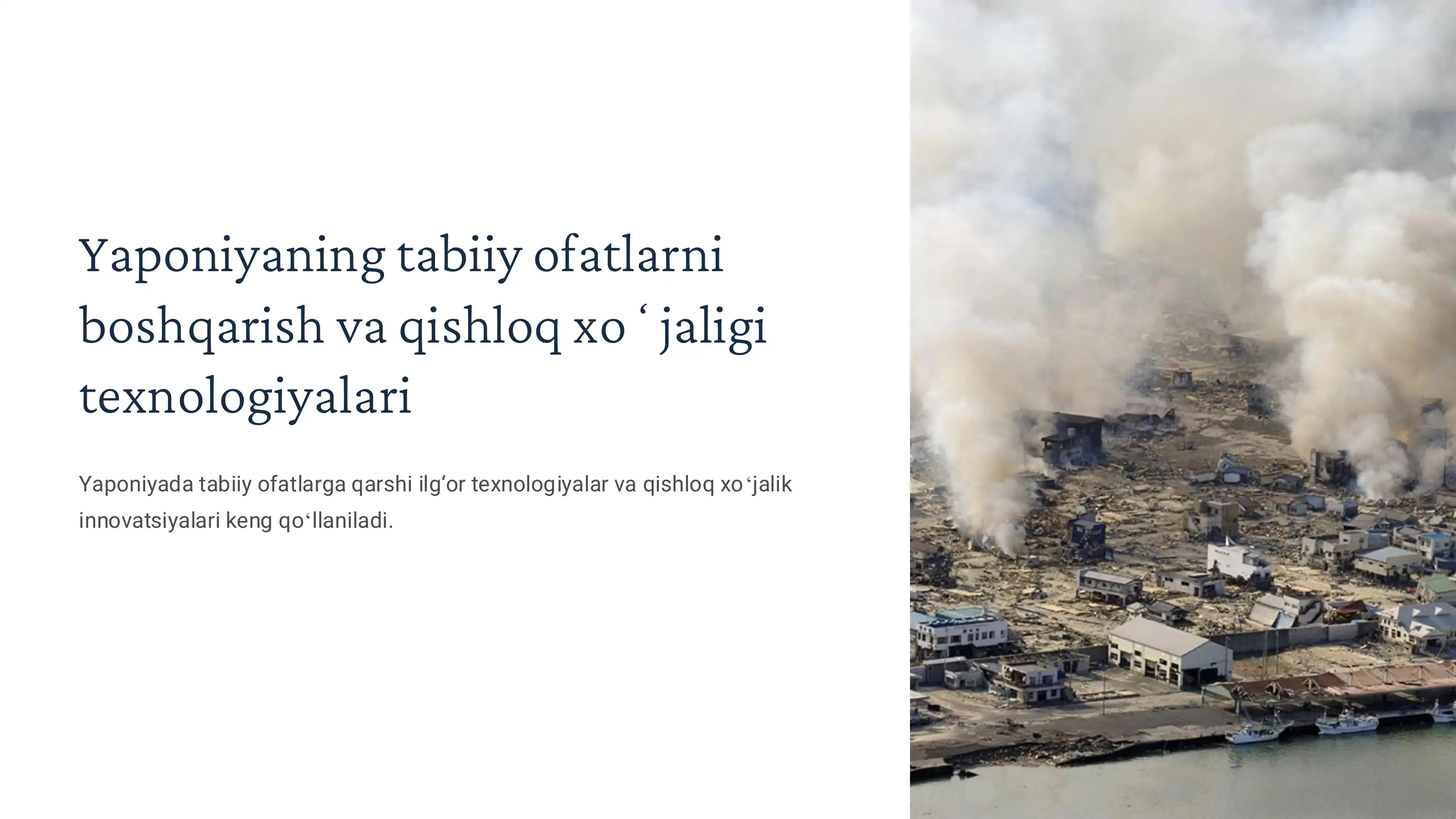 Yaponiyaning tabiiy ofatlarni boshqarish va qishloq xoʻjaligi texnologiyalari