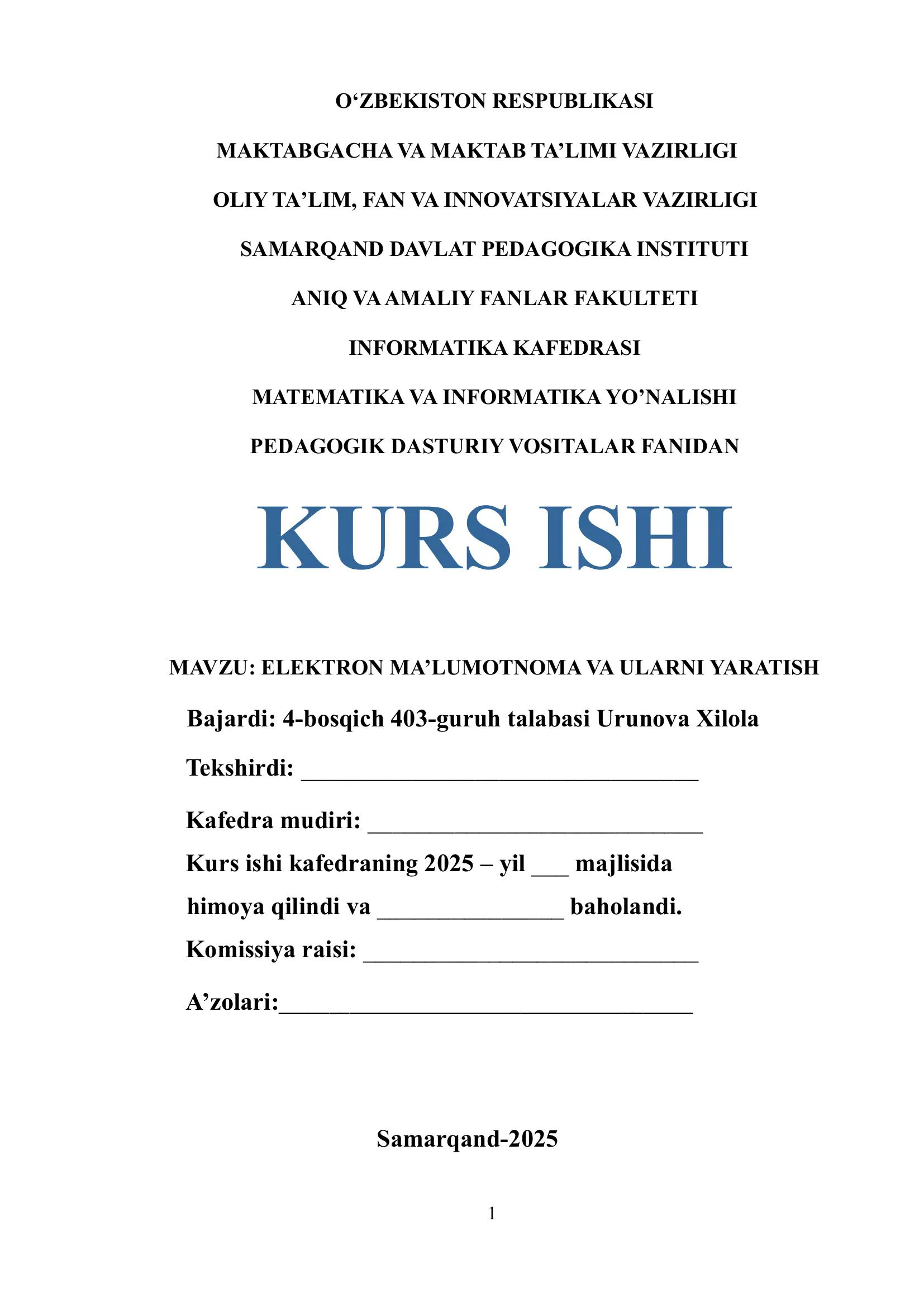 Elektron maʼlumotnoma va ularni yaratish