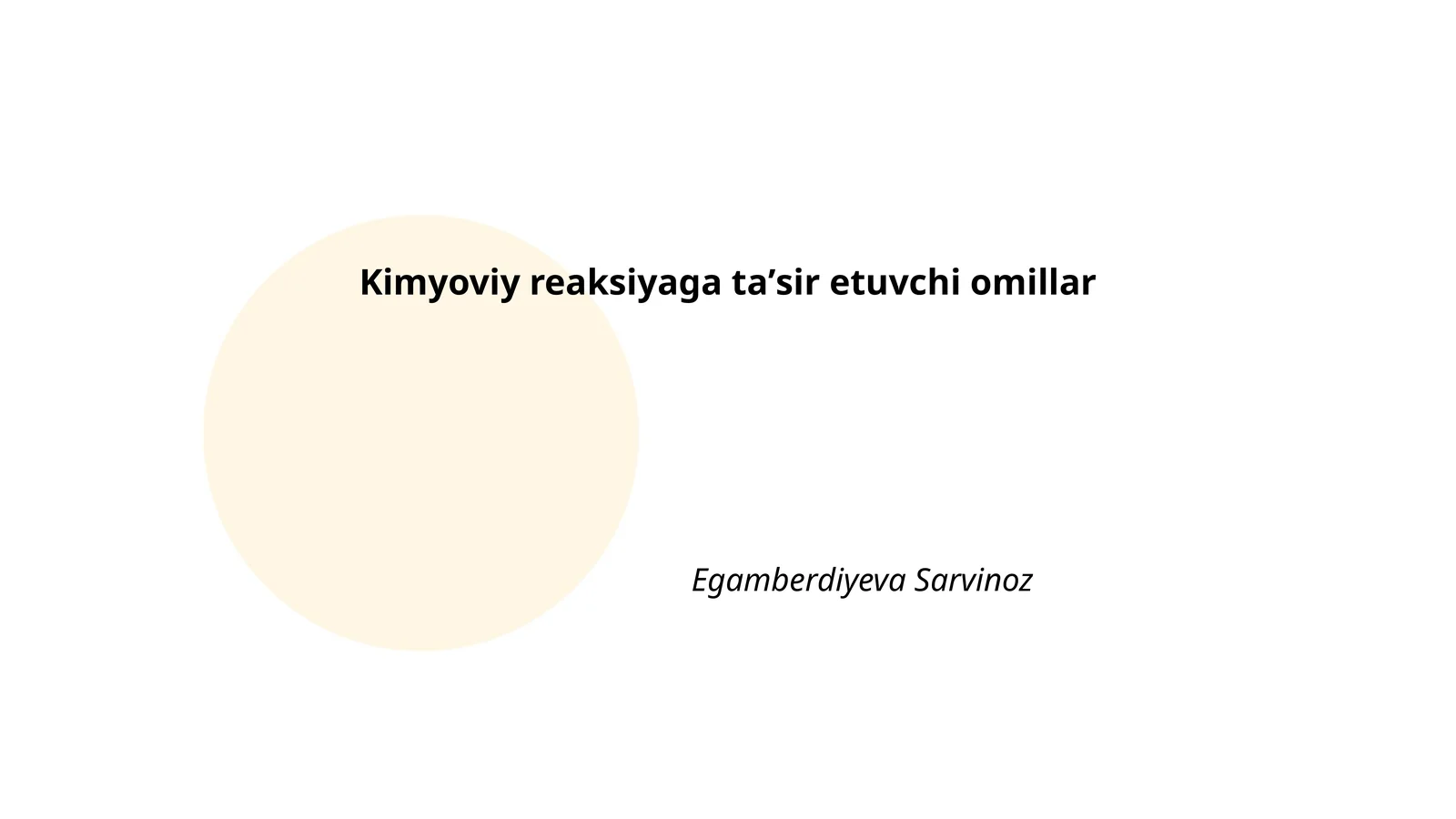 Kimyoviy reaksiyaga taʼsir etuvchi omillar