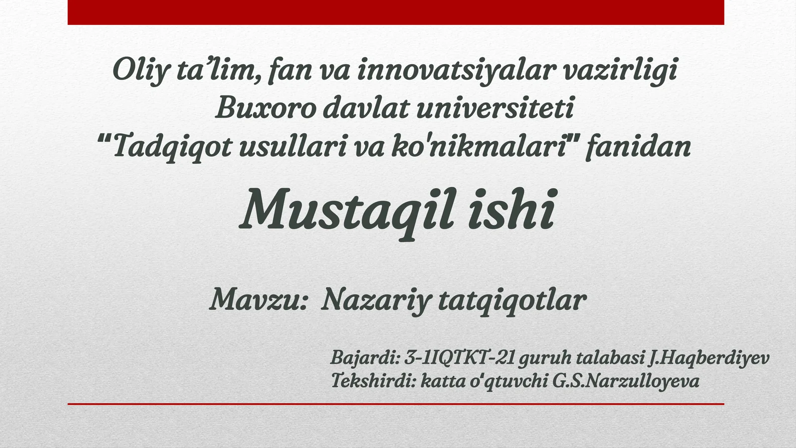 Nazariy tadqiqotlar