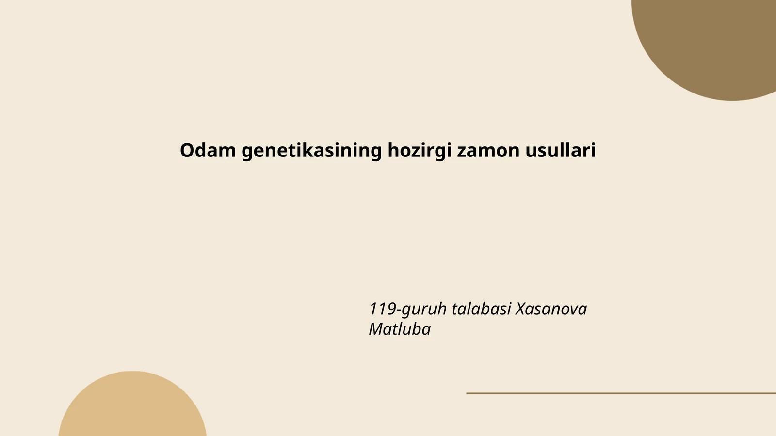 Odam genetikasining hozirgi zamon usullari
