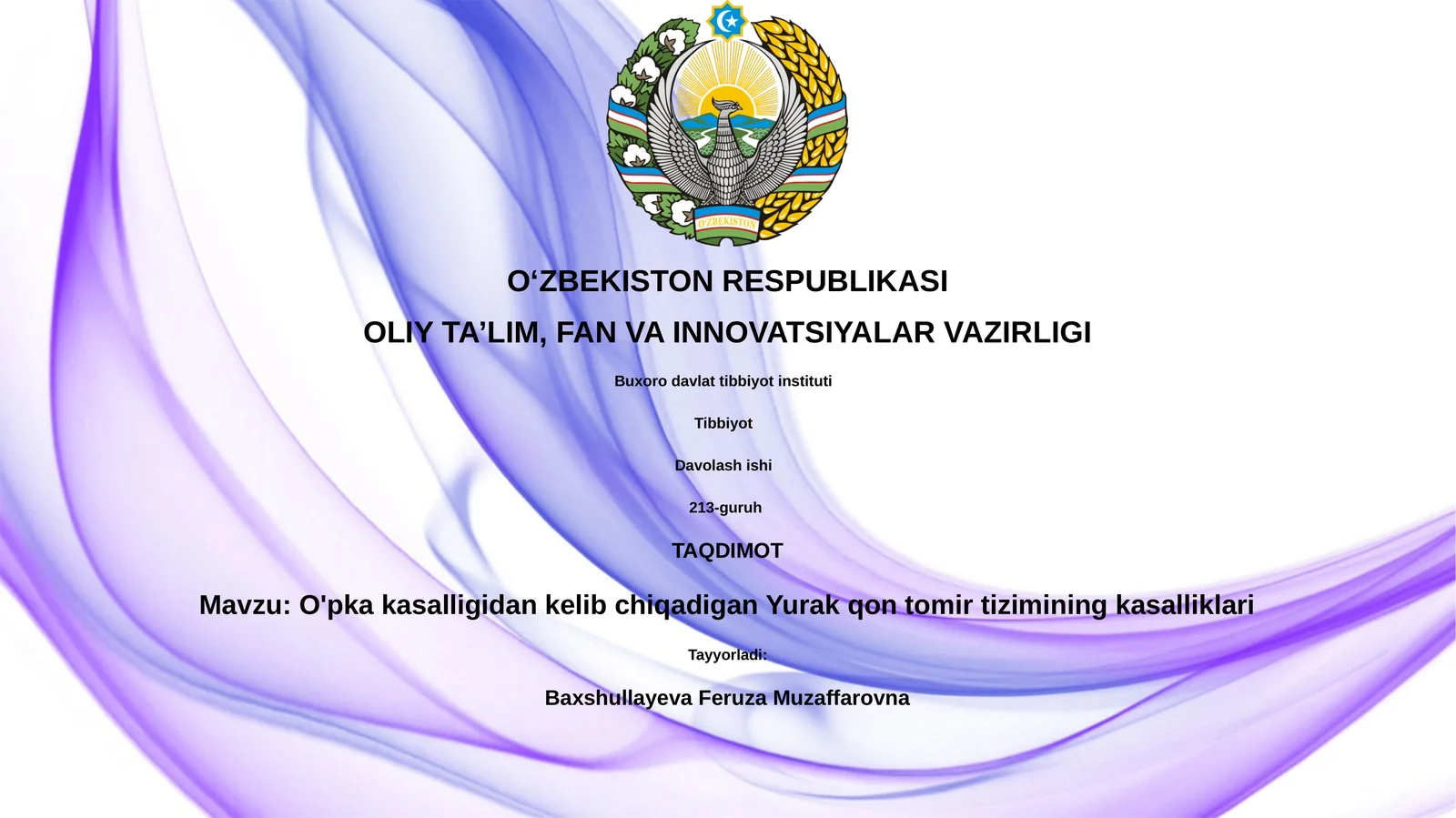 O'pka kasalligidan kelib chiqadigan Yurak qon tomir tizimining kasalliklari