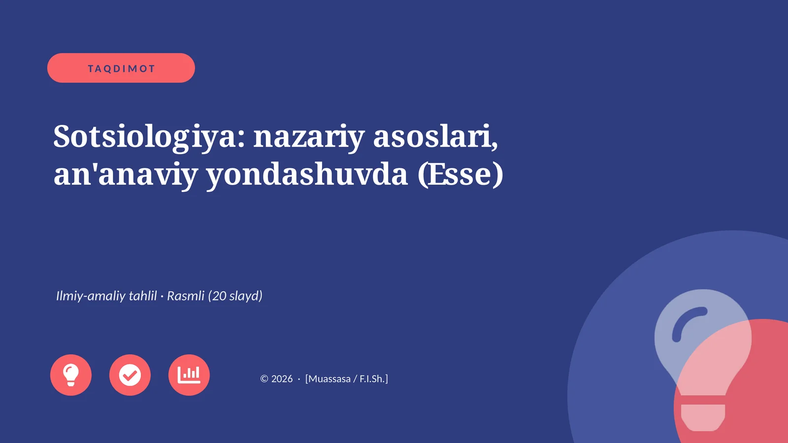 Sotsiologiya: nazariy asoslari, an'anaviy yondashuvda (Esse)