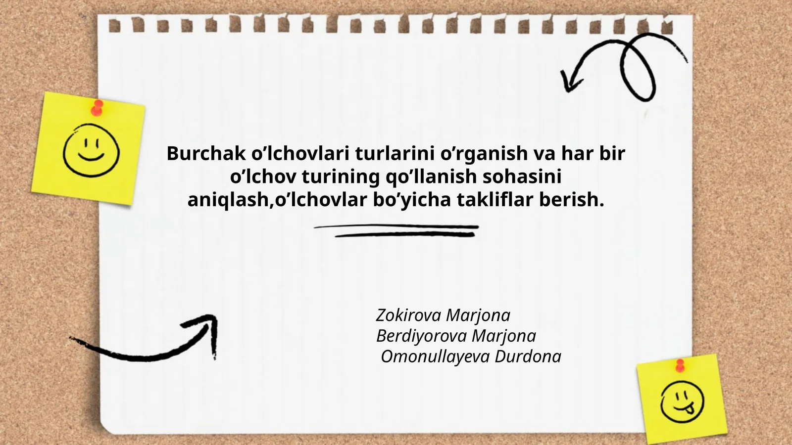 Burchak o’lchovlari turlarini o’rganish