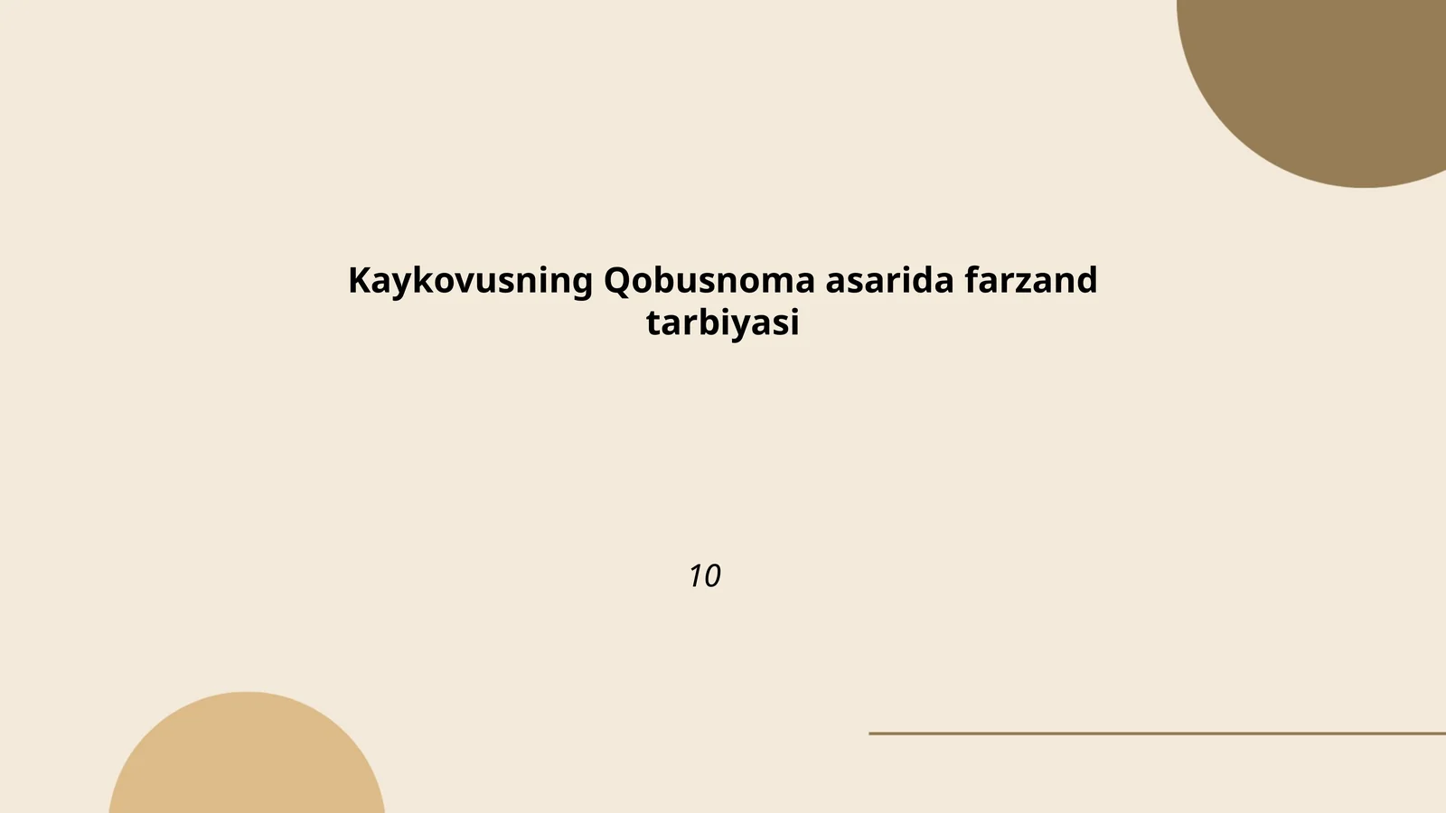 Kaykovusning Qobusnoma asarida farzand tarbiyasi