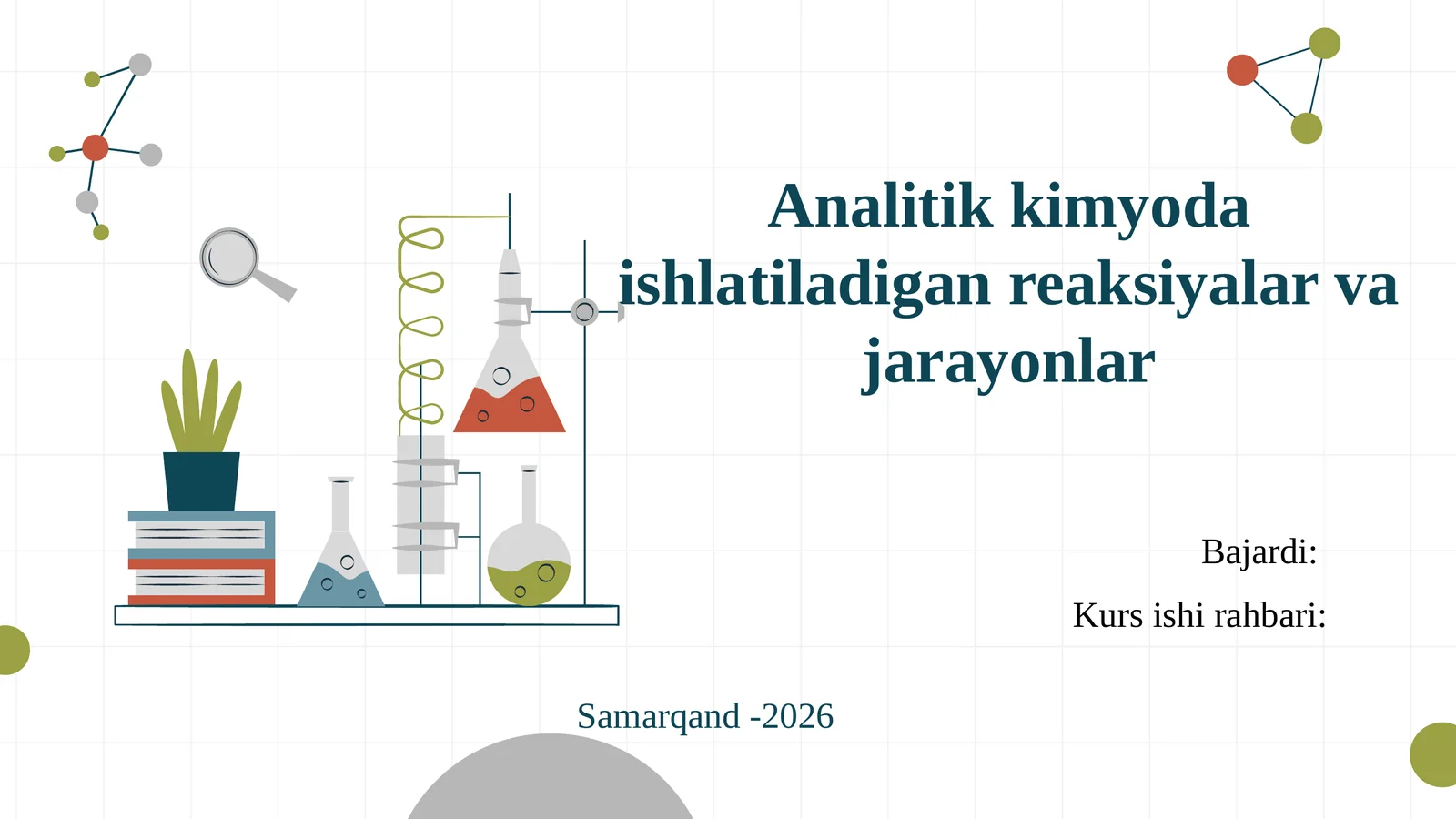 Analitik kimyo da ishlatiladigan reaksiyalar va jarayonlar
