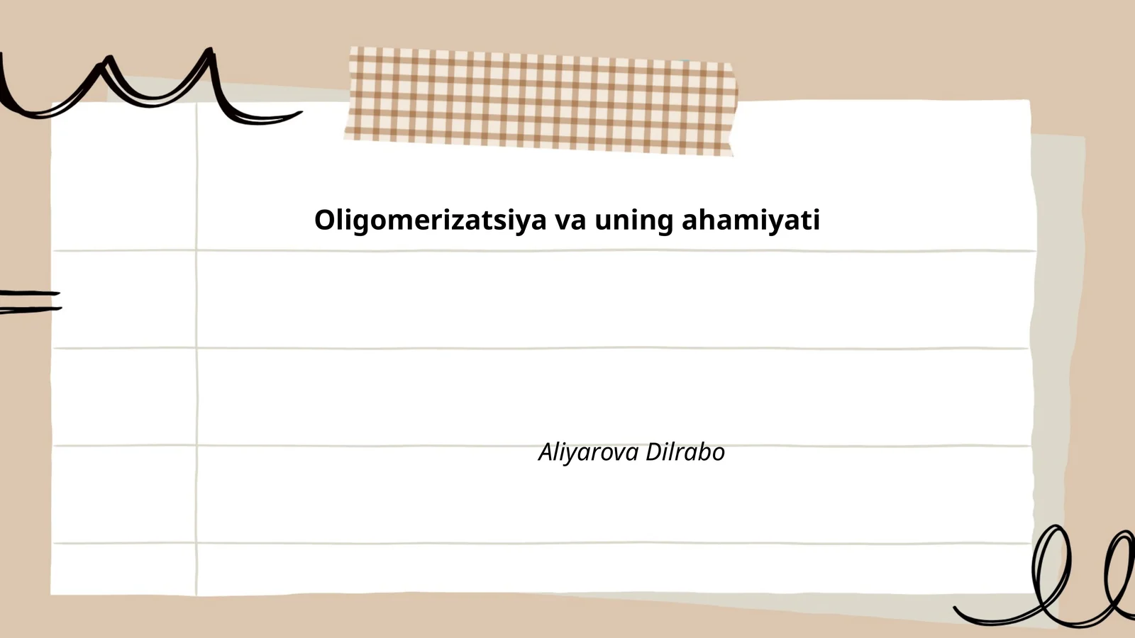 Oligomerizatsiya va uning ahamiyati
