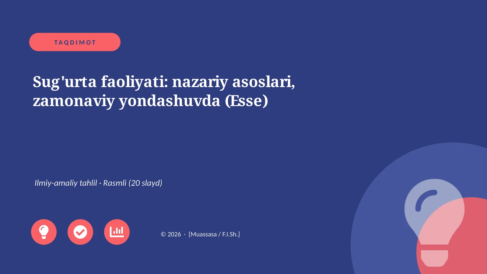 Sug'urta faoliyati: nazariy asoslari, zamonaviy yondashuvda (Esse)