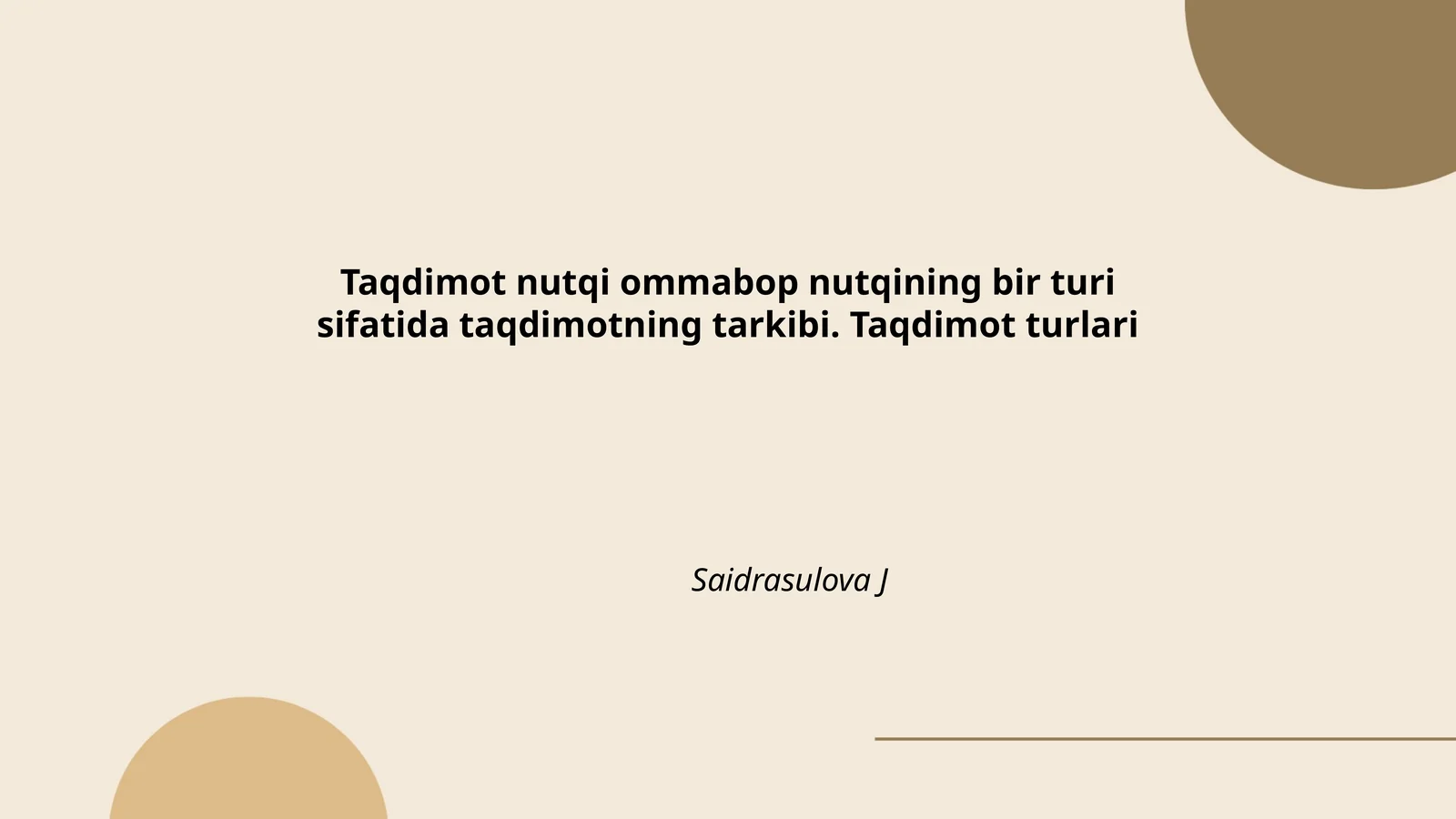 Taqdimot nutqi ommabop nutqining bir turi sifatida taqdimotning tarkibi. Taqdimot turlari