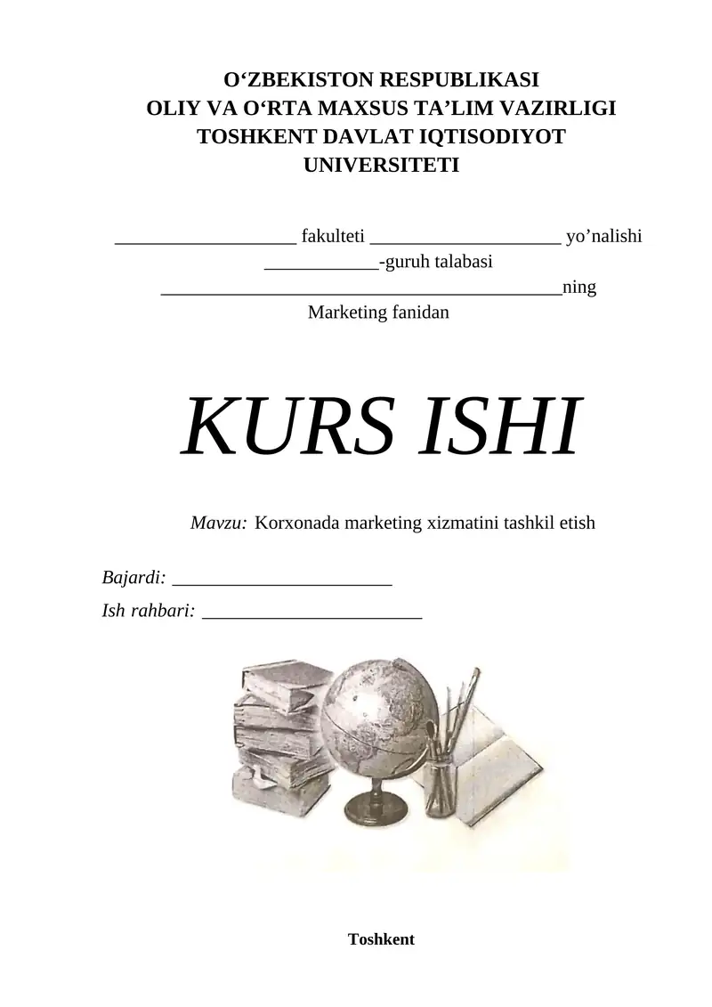 Korxonada marketing xizmatini tashkil etish