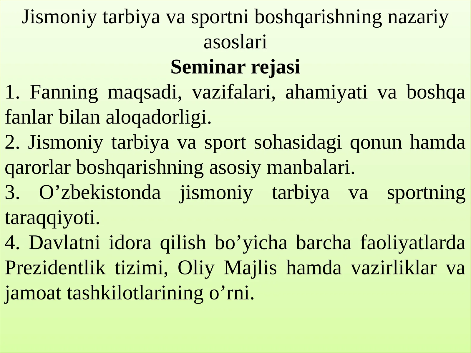 Jismoniy tarbiya va sportni boshqarishning nazariy asoslari