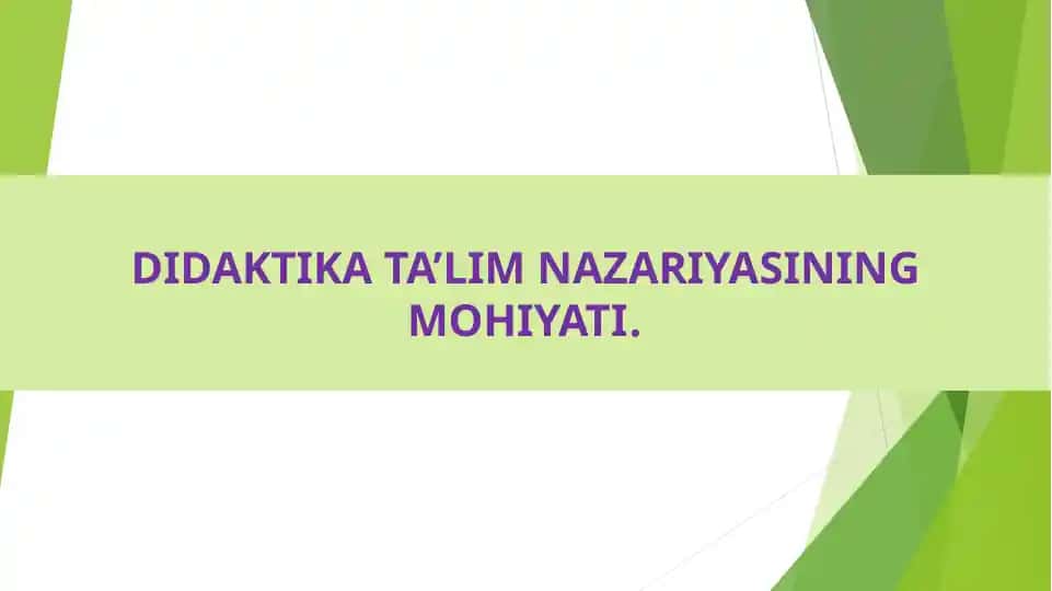 Didaktika ta’lim nazariyasi