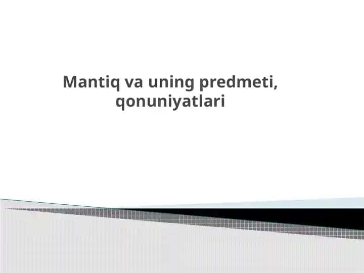 Mantiq va uning predmeti