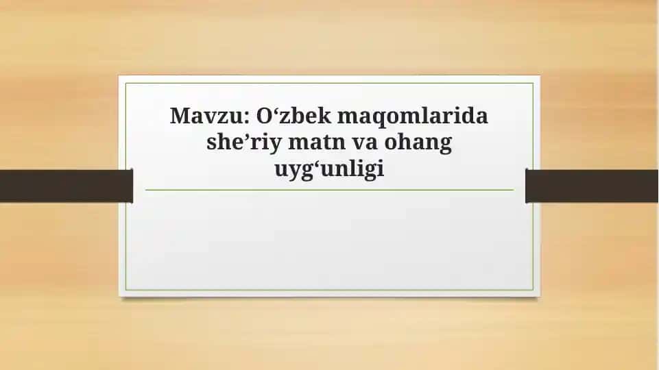 Oʻzbek maqomlarining kelib chiqishi va rivoji