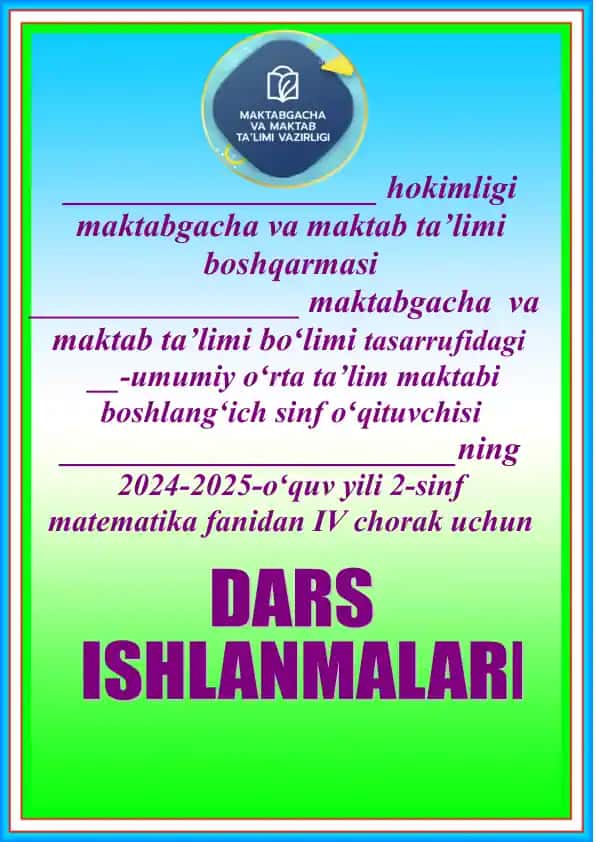 Matematika fanidan IV chorak uchun taqvim mavzu rejasi