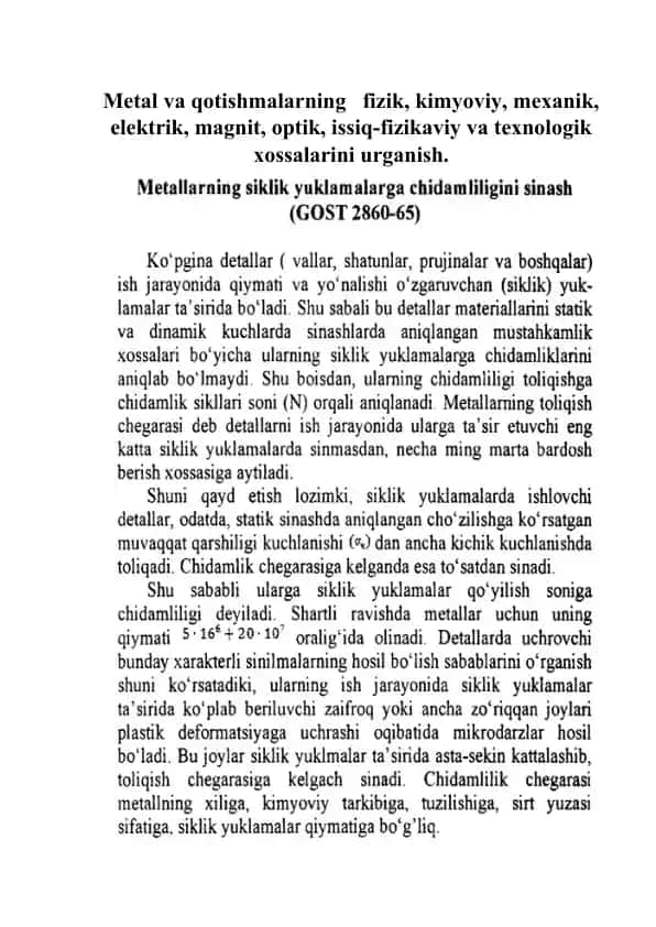 Metal va qotishmalarning xossalari