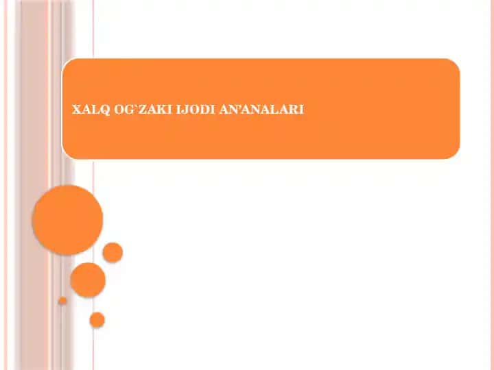 O'zbek xalq og'zaki badiiy ijodi