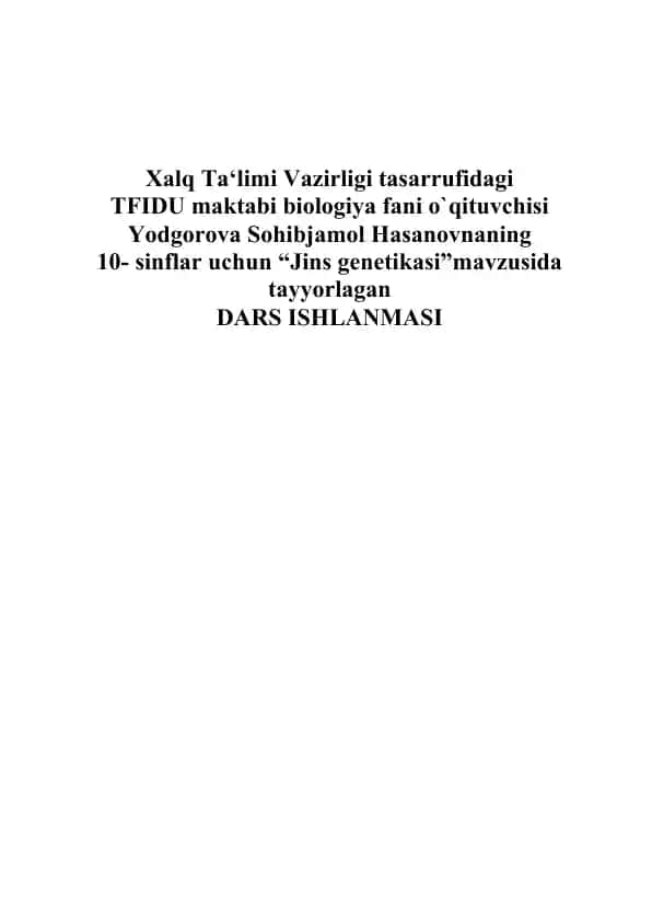 "Jins genetikasi dars ishlanmasi"