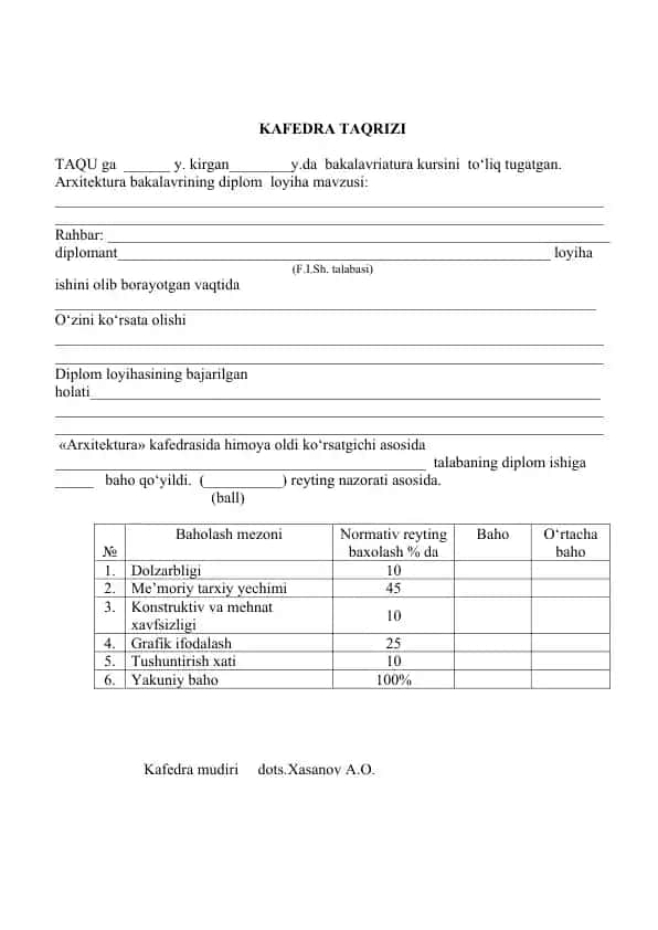 Arxitektura bakalavr diplom loyihasi