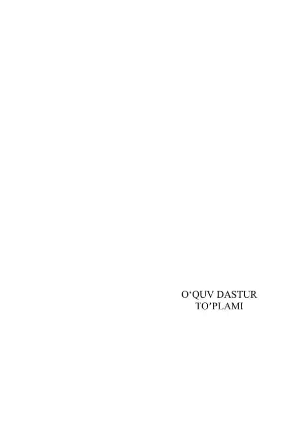 Farmatsiya mutaxassislik bo’yicha o‘quv dasturi