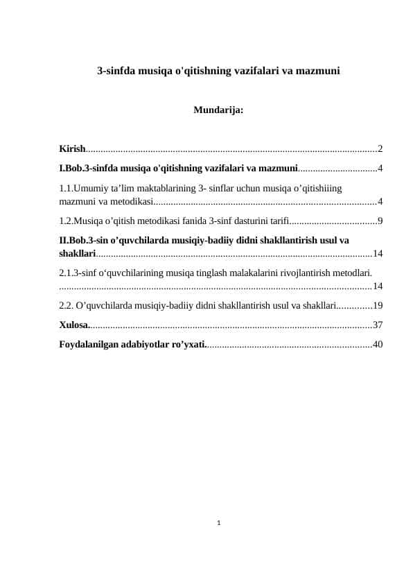 3-sinfda musiqa o'qitishning vazifalari va mazmuni
