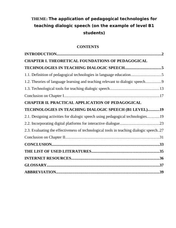 The application of pedagogical technologies for teaching dialogic speech (on the example of level B1 students)