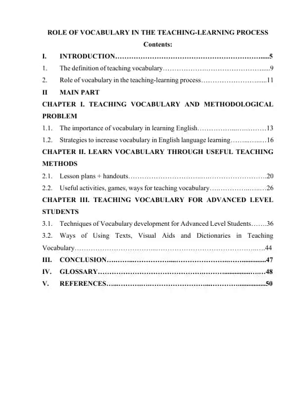 Role of Vocabulary in the Teaching-Learning Process