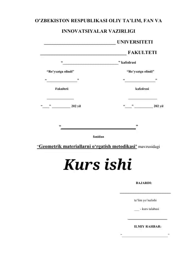 Geometrik materiallarni o‘rgatish metodikasi