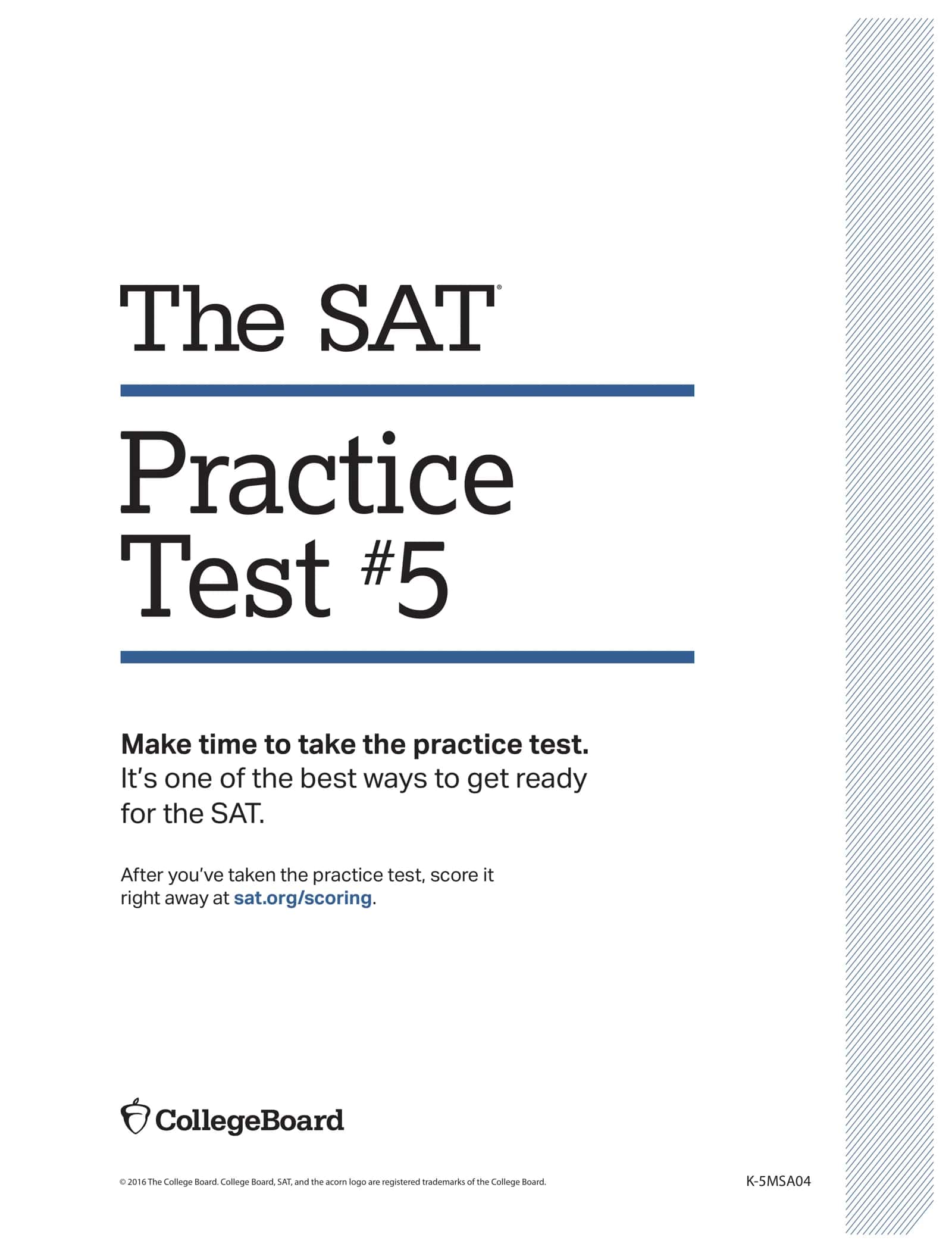 ๐๐ THE SAT PRACTICE TEST #5 ๐๐ โก OFFICIAL SAT PREPARATION PDF โก โโโโโโโโโโโโโโโโโโ