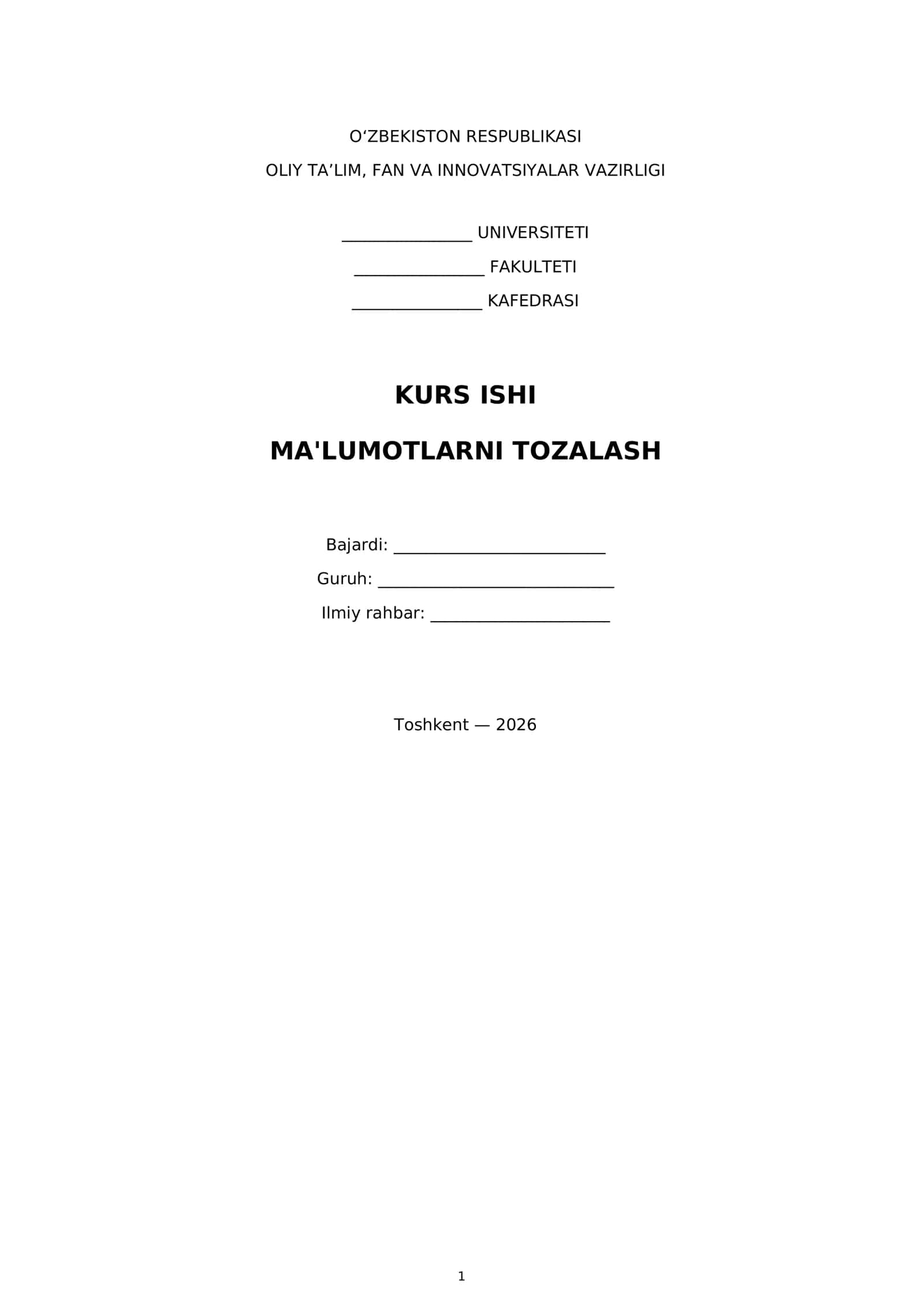 MA'LUMOTLARNI TOZALASH