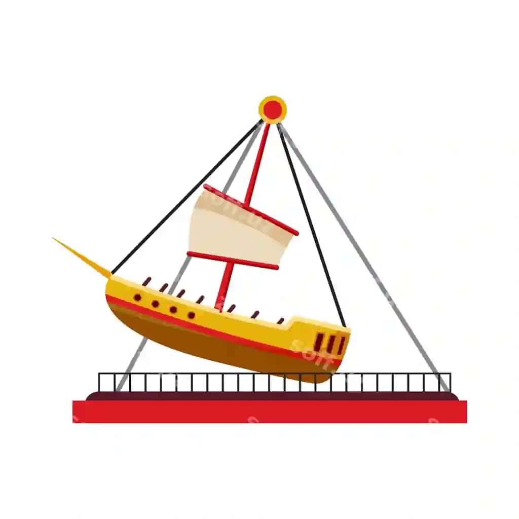 Qayiq siljitish ikonka multfilm stili ajraltirilgan oq fonda attraktsiya | Boat swing icon cartoon style isolated white background attraction