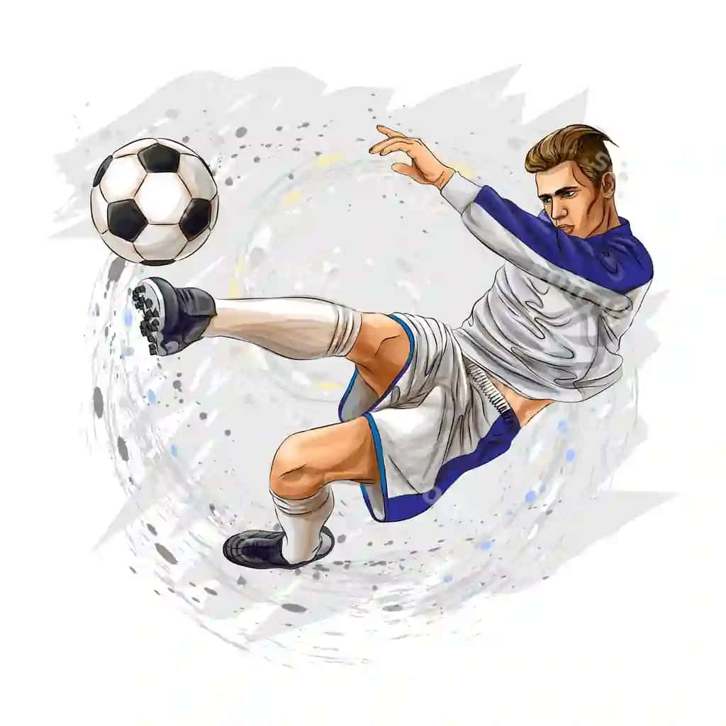 Futbolchi to'pni gullamoq oq fonda | Soccer player kicks ball white background