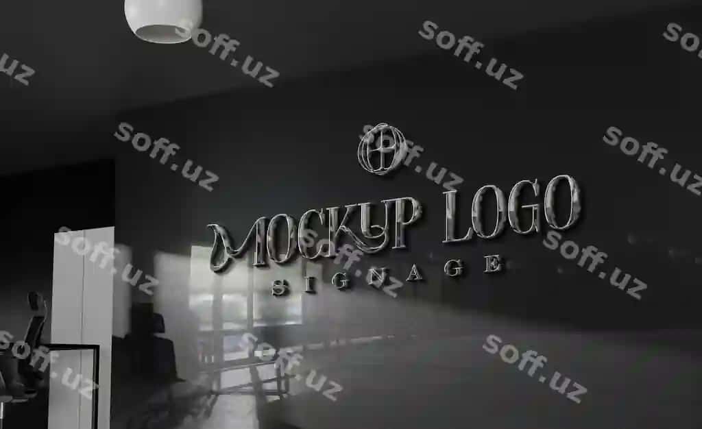 Chrome logotip effekt mockup | Chrome logo effect mockup