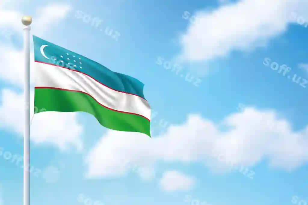 Olovchi bayroq O'zbekiston osmon fon shabloni mustaqillik kuni | Waving flag uzbekistan sky background template independence day