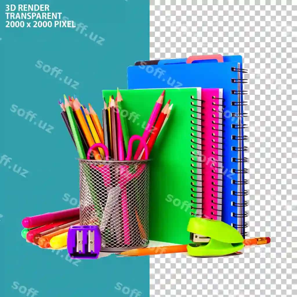 Psy maktabga qaytish qozondoshlik qalamchalari | Psd go back school stationary pencils