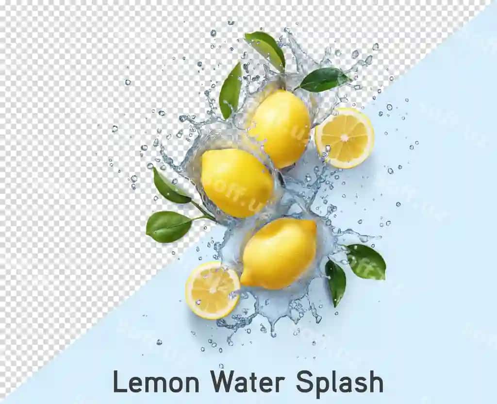 Limon sovun ajraltirilgan shaffof orqa fonda | Lemon splash isolated transparent background