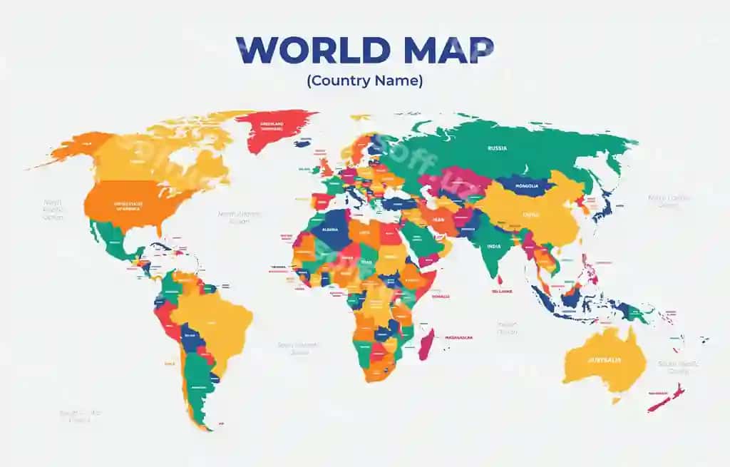 Dunyo xaritasi davlat nomlari bilan | World map with country name