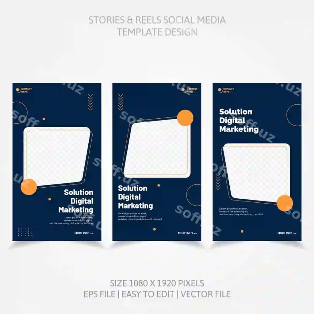 Biznes banner Reels ijtimoiy tarmoqlar shablonlar to'plami dizayni | Business banner reels social media template set design