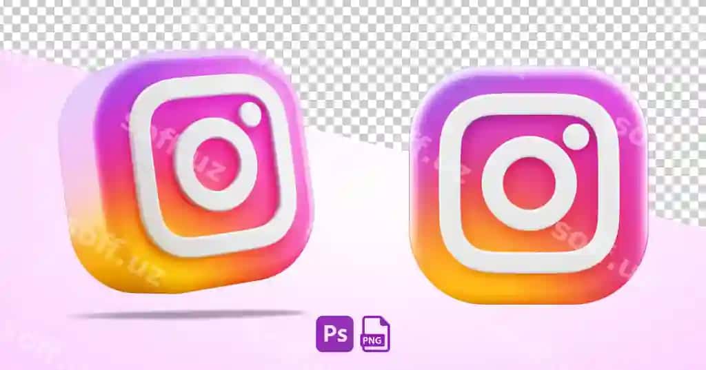 Instagram ajraltirilgan logotipi, shaffof orqa fonda va kesilgan ilova ikonkasi. | Instagram isolated logo app icon transparent background cut out