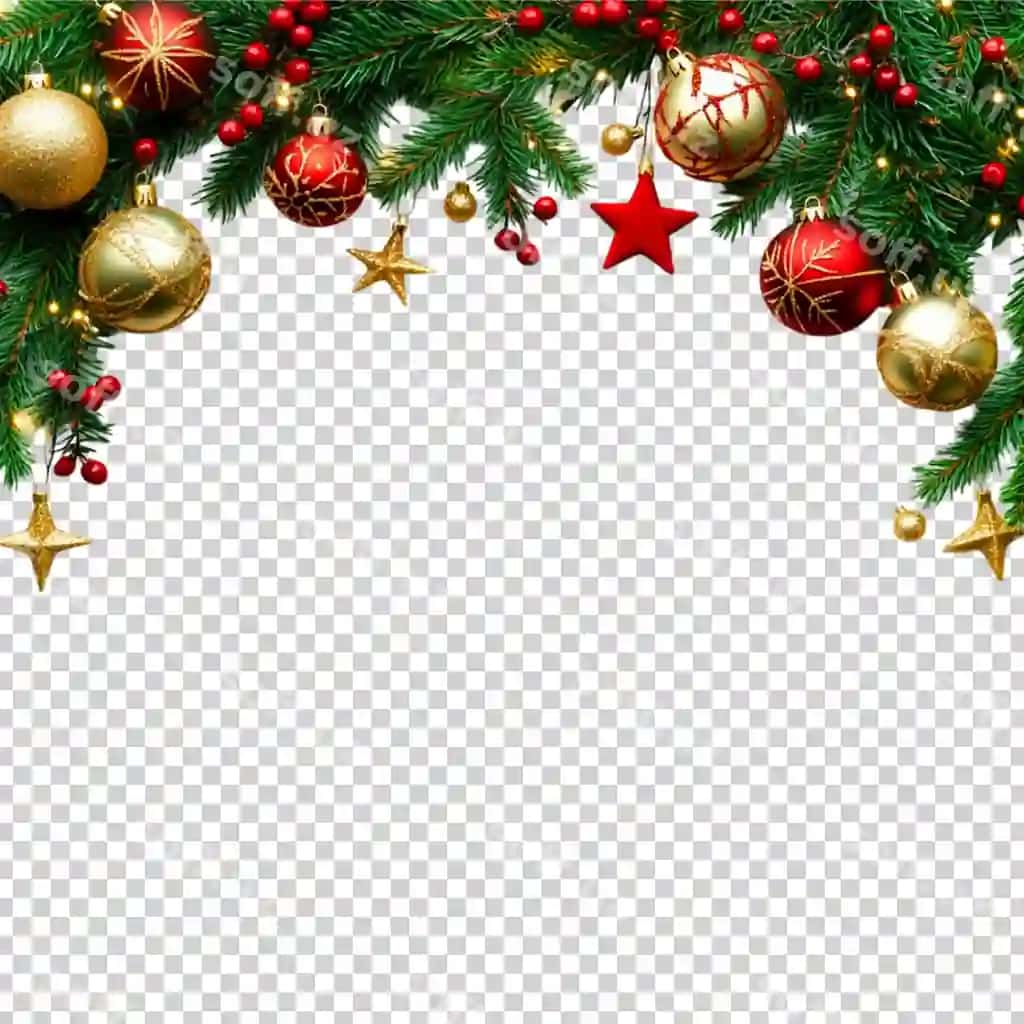 Bayramlik Rojdestvo chegara ramkasi yashil palmachinar tarmoqlari bezatmalar bilan | Festive christmas border frame green pine branches with ornaments