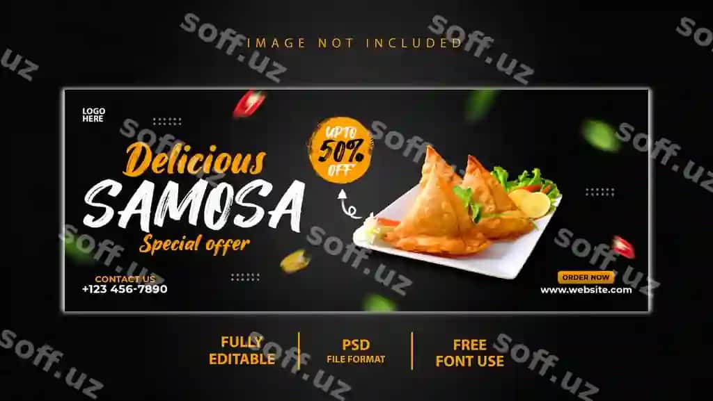 Mazali samsa facebook varaq shabloni | Delicious samosa facebook cover template